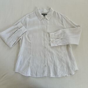 Tommy Bahama Women's 100% Linen White Button Down Size XL Roll Up Sleeves